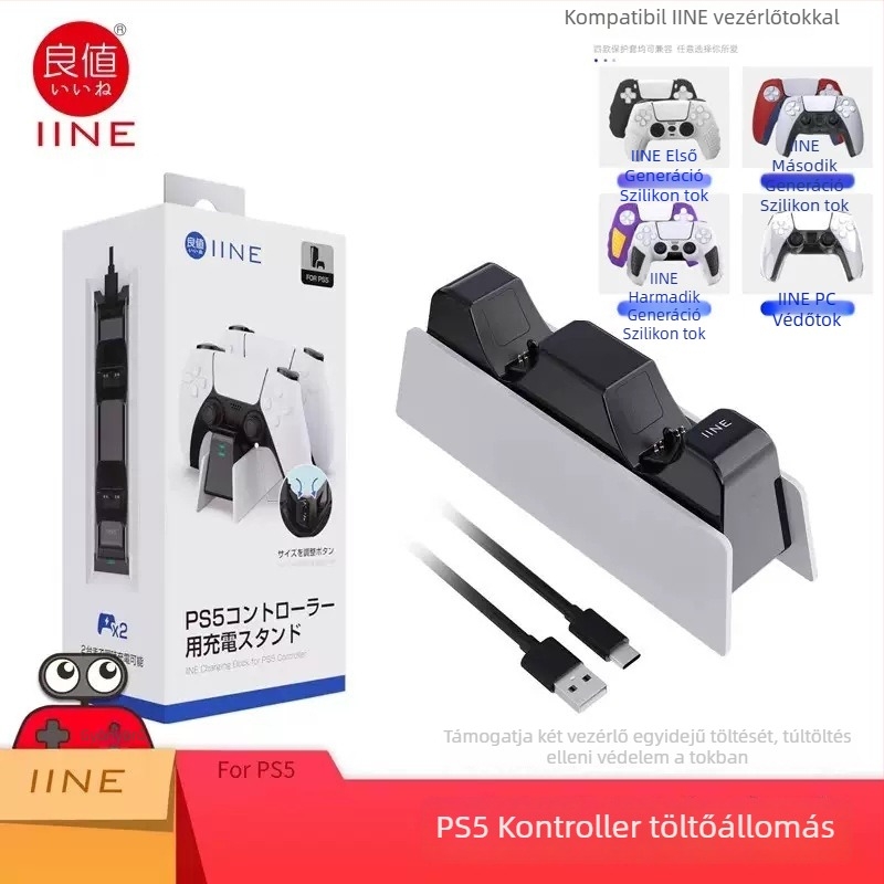 PS5 kettős töltő dokk kontrollerekhez, modell PS5, töltőállvány