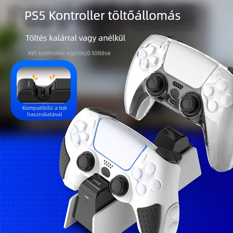 PS5 kettős töltő dokk kontrollerekhez, modell PS5, töltőállvány