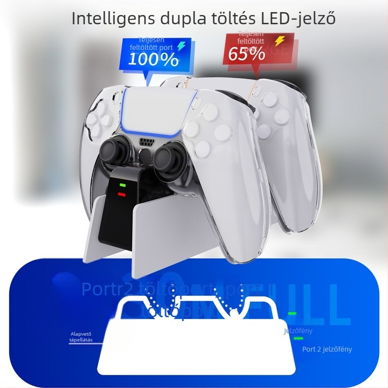PS5 kettős töltő dokk kontrollerekhez, modell PS5, töltőállvány