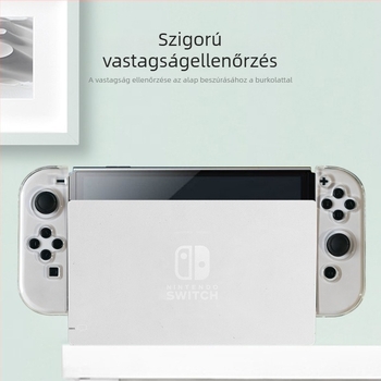 Nintendo Switch OLED védőtok, TPU puha burkolat, átlátszó szétszedhető fogantyúkkal, PC+TPU anyag, kompatibil Switch OLED, tömeg 93 g