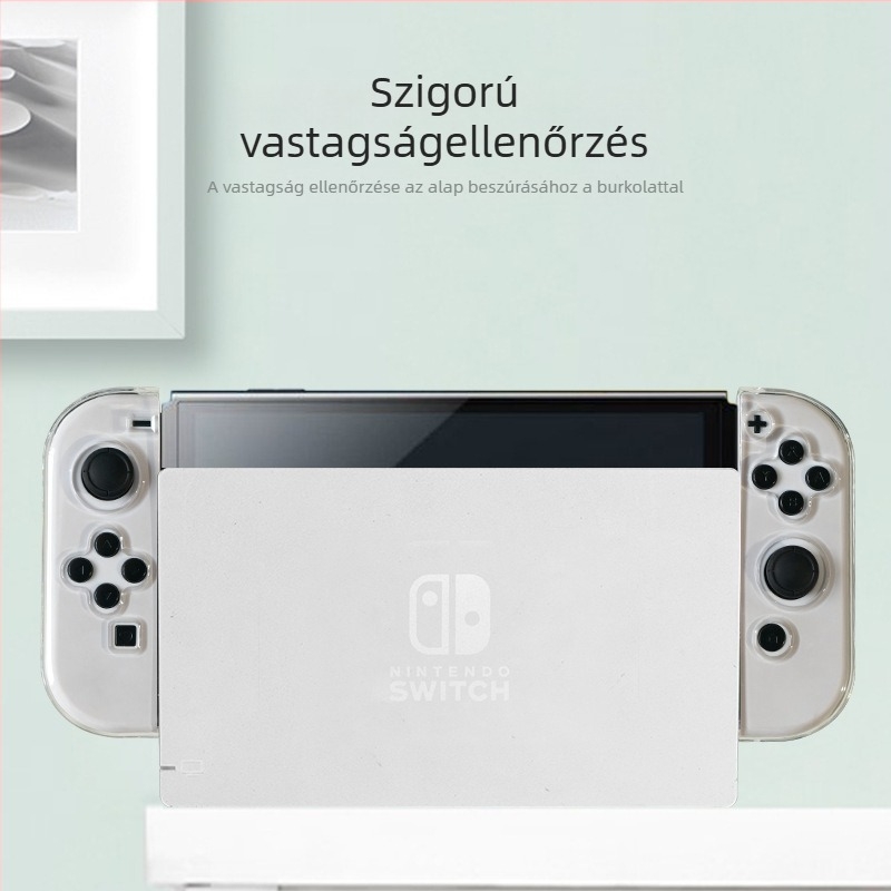 Nintendo Switch OLED védőtok, TPU puha burkolat, átlátszó szétszedhető fogantyúkkal, PC+TPU anyag, kompatibil Switch OLED, tömeg 93 g