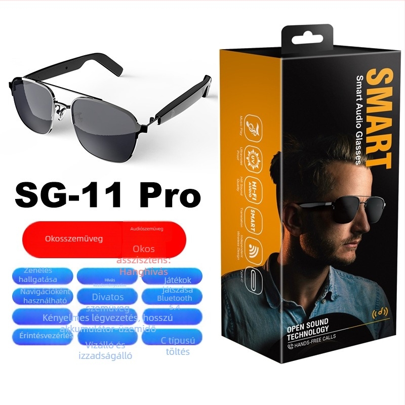 SG11 Pro Bluetooth audió szemüveg sztereó hanggal és légvezetéses hangátvitellel