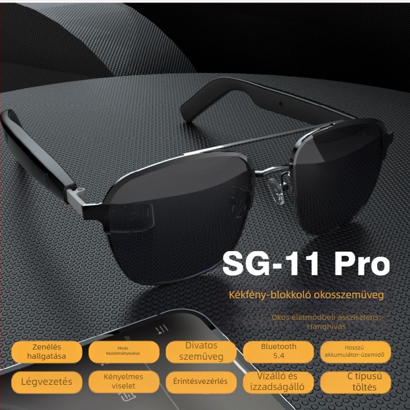 SG11 Pro Bluetooth audió szemüveg sztereó hanggal és légvezetéses hangátvitellel