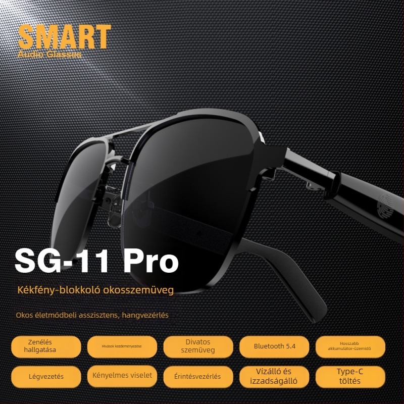 SG11 Pro Bluetooth audió szemüveg sztereó hanggal és légvezetéses hangátvitellel