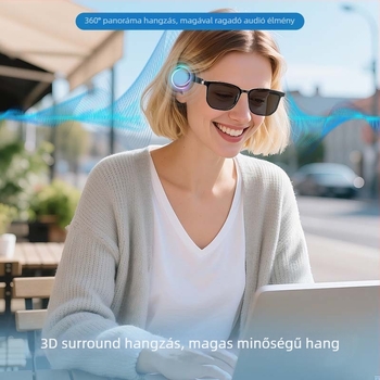 GT03 okos fordító szemüveg Bluetooth-szal, polarizált lencsék, UV védelem, fejre szerelt