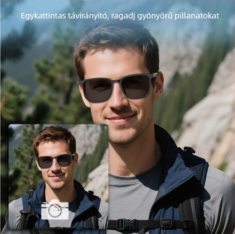 GT03 okos fordító szemüveg Bluetooth-szal, polarizált lencsék, UV védelem, fejre szerelt