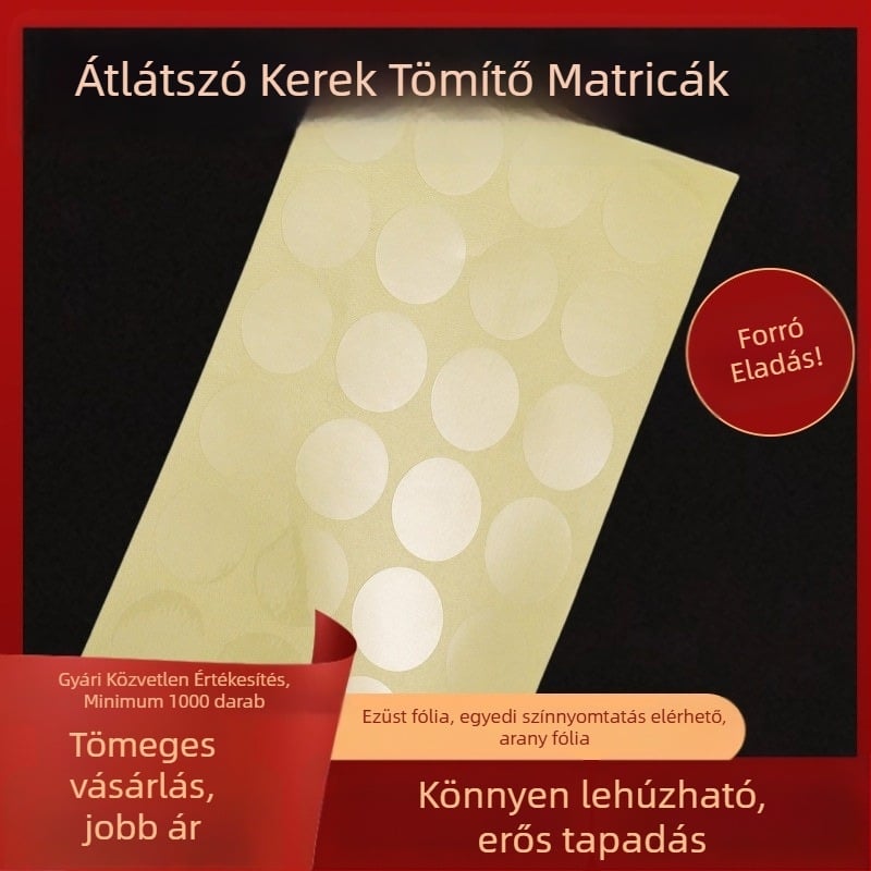 Áttetsző kerek záró matricák kozmetikumokhoz, fehér karton csomagoláshoz, 1000 darab hamisítás elleni címkék