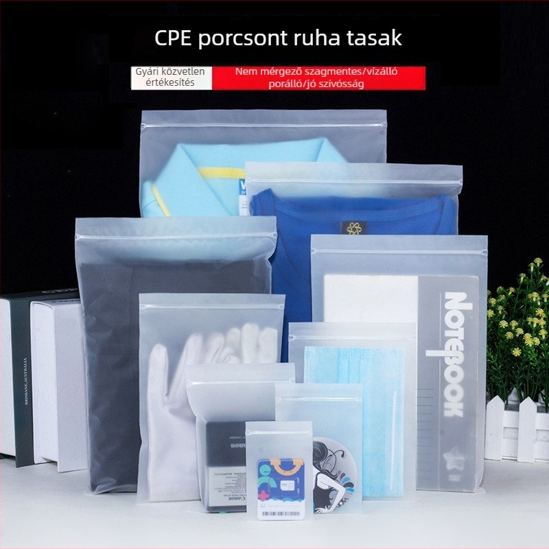 CPE matt önzáró ruhatároló tasak, porvédett csomagolás