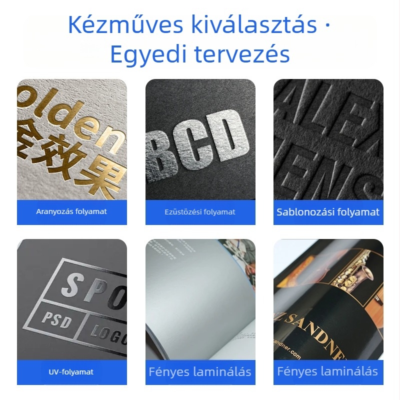 Univerzális csomagoló doboz logónyomtatással, testreszabható, papírkarton 70–250 g, forró nyomtatás, ezüst forró nyomtatás, UV nyomtatás, relief