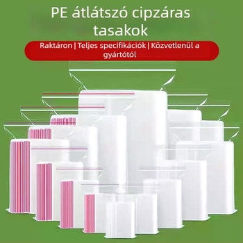 Átlátszó ZIP tasak, 11×16 cm, vastag PE lezárt tároló tasak telefon tokhoz