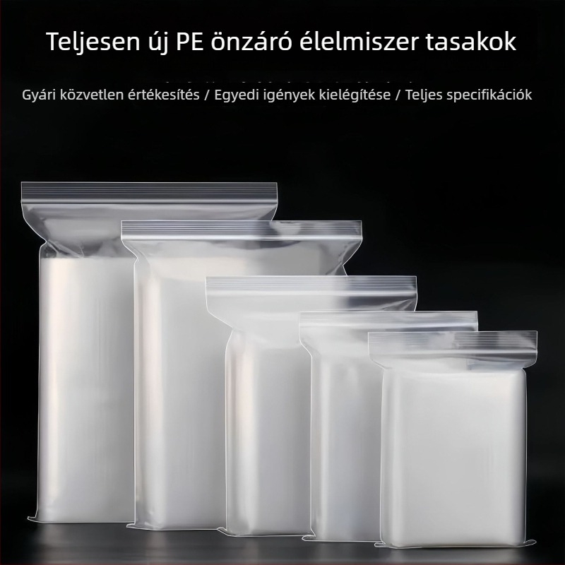Átlátszó PE önzáró tasakok ékszerekhez, élelmiszer-tároláshoz, ruházat csomagolásához és cipzáras zacskókhoz