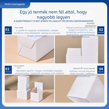 Csomagoló doboz - Anyag: papír/karton; Doboz típus: hajlított karton; Papírvastagság: 250 gsm; Nyomtatási módok: ofszet, szitanyomás, UV nyomtatás, meleg nyomtatás (ezüst); Logó nyomtatás: Lehet