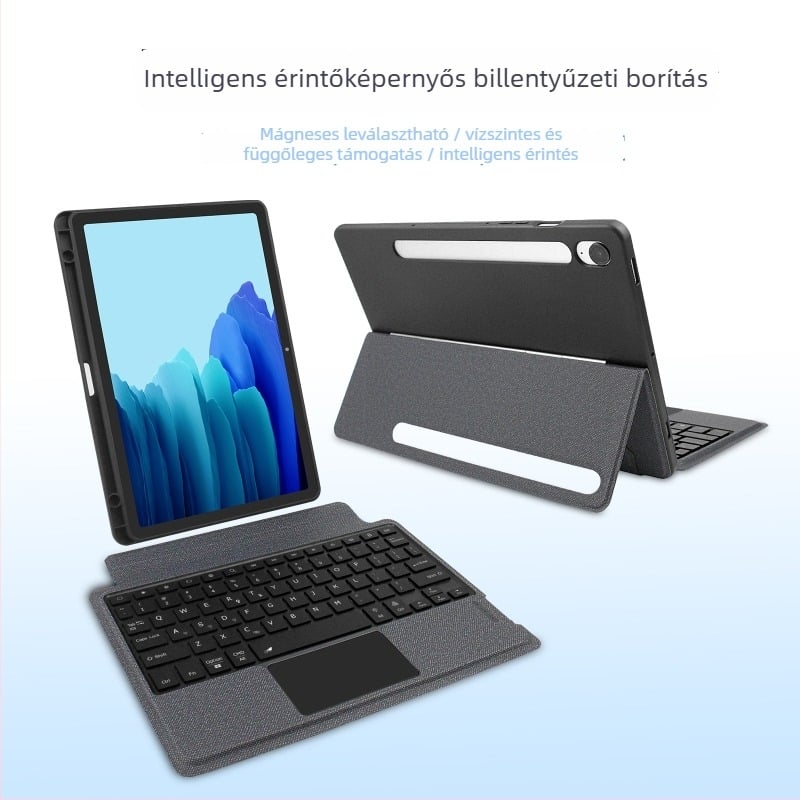 Mágneses, szétszedhető védőtokkal ellátott vezeték nélküli Bluetooth billentyűzet Samsung 11 hüvelykes tabletához, ergonómiai támogatás, méretek 28,5 × 20,5 × 2,5 cm
