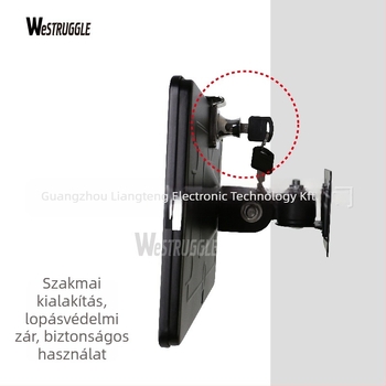 iPadhez készült fémből készen falra szerelhető záras tartó – lopás elleni védelem, asztali forgó állvány