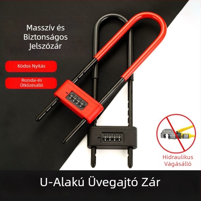 Ü- alakú jelszavas zár üzletekhez és dupla ajtóhoz – lopás elleni, vasból készült test; Típus: kombinációs zár; Modell: Egyéb; Alkalmazási terület: Egyéb