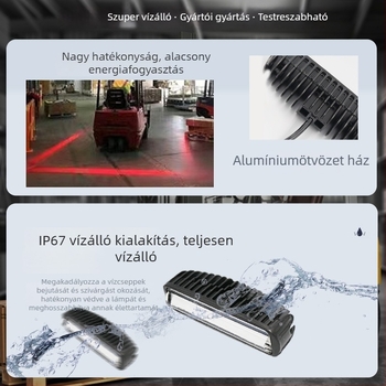 Forklift figyelmeztető fény piros és kék fénnyel, biztonsági szélesség jelző, egyenes vonalú határvilágítás mérnöki munkákhoz