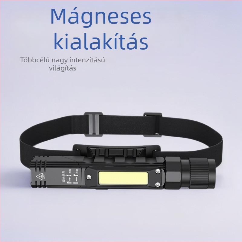 G19 mágneses munkalámpa – többfunkciós, LED fejfény, 360° forgás, 50–100 m hatótávolság, 800 mAh akkumulátor, 5 W