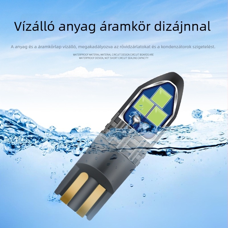 T10 LED szélesség/pozíció világítás autókhoz, 6SMD-3030, alumínium ház, 12-24V, Jin Chida