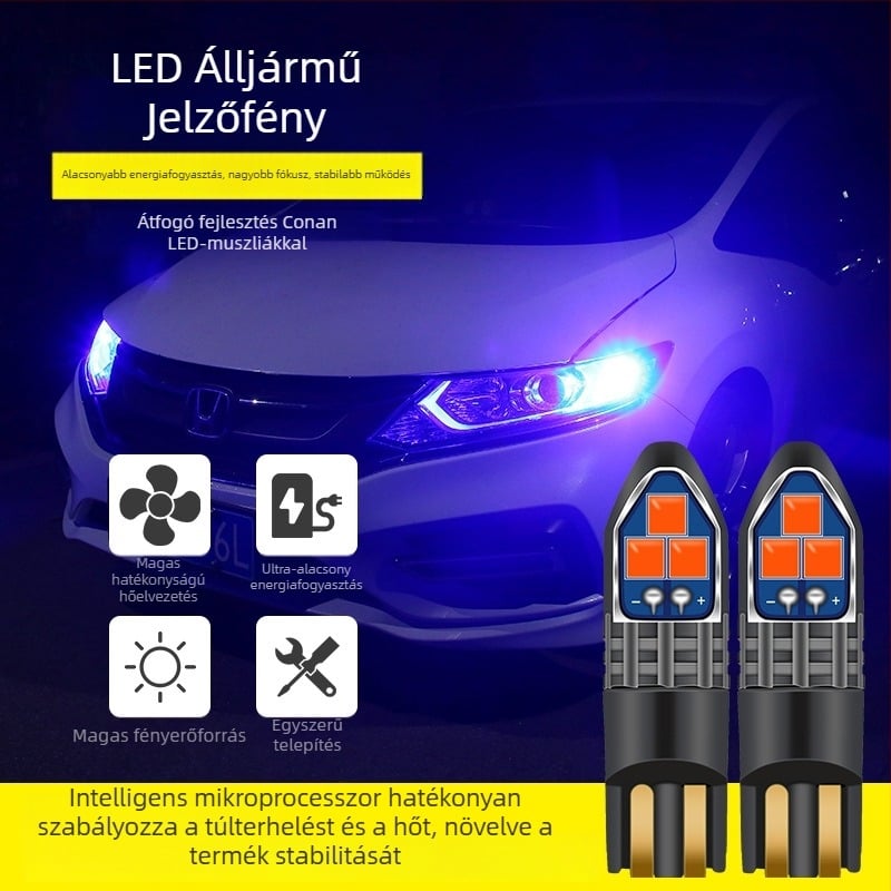 T10 LED szélesség/pozíció világítás autókhoz, 6SMD-3030, alumínium ház, 12-24V, Jin Chida