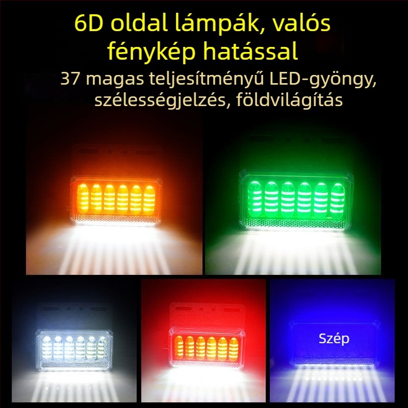 Kamionos trailer LED oldalsó lámpa, 12/24V, 8W, IP68, 13.5×10.5 cm