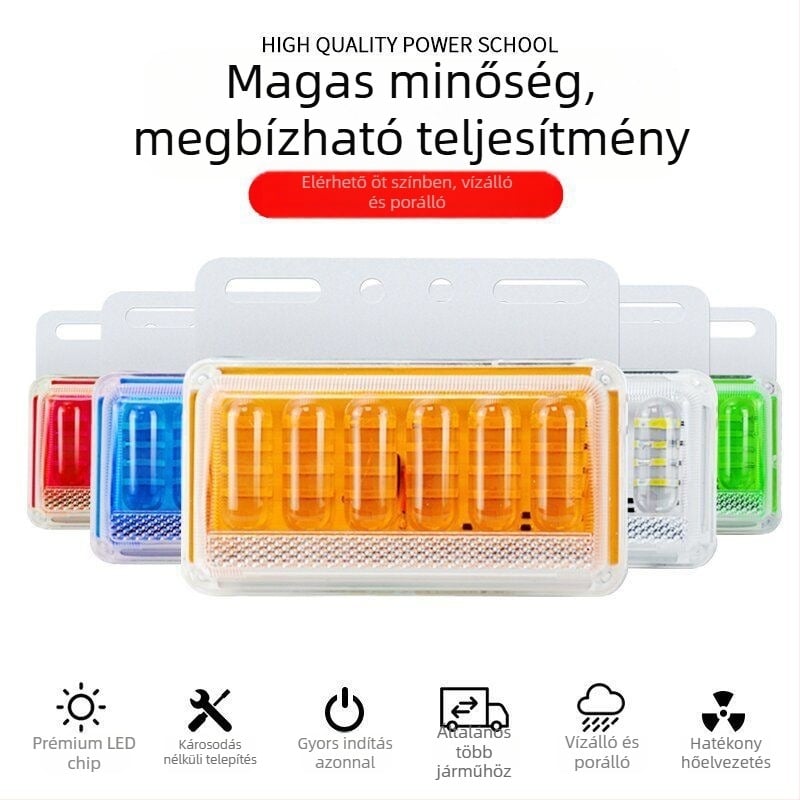 Kamionos trailer LED oldalsó lámpa, 12/24V, 8W, IP68, 13.5×10.5 cm