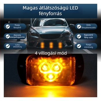 Kamion 3LED lámpa oldalsó jelzőfénnyel és nappali fény funkcióval, 12/24V, 1W, PC+ alumíniumötvözet, univerzális kompatibilitás