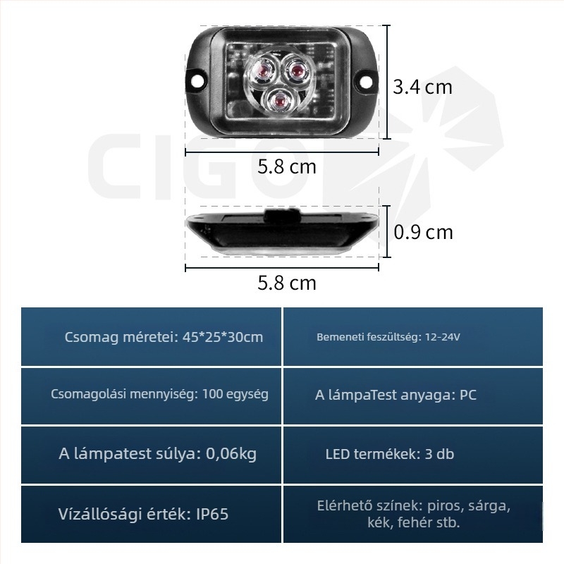 Kamion 3LED lámpa oldalsó jelzőfénnyel és nappali fény funkcióval, 12/24V, 1W, PC+ alumíniumötvözet, univerzális kompatibilitás