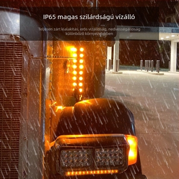 LED kerek oldalsó lámpa teherautóhoz - 12V DC, IP65, Gumi + ABS + PMMA, Modell BD-009Y05ANB-Y