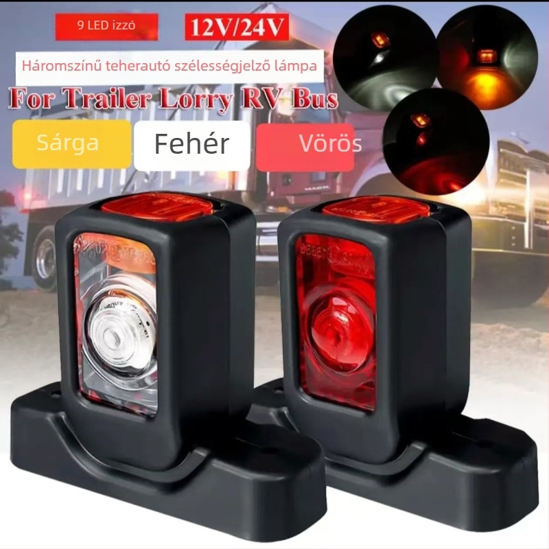 LED utánfutó deréklámpa — ABS+PC, 12–24V, 2000–4000K, élettartam 10000 óra, kompatibilis teherautókkal, utánfutókkal, kisbuszokkal és autókkal