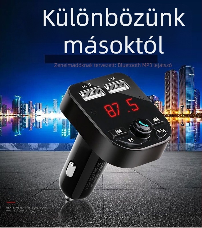 Autós MP3 lejátszó Bluetooth Hands-Free, digitális kijelző és duális töltés