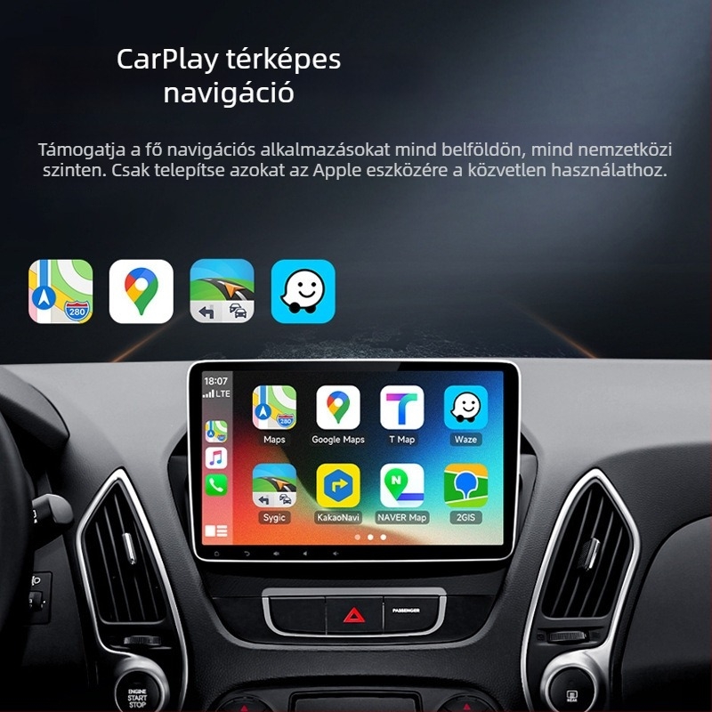 Vezeték nélküli CarPlay adapter iPhone és Androidhoz — Modell G120, ABS, járműre szerelt operációs rendszer, 1080p, kompatibil autókkal, amelyek rendelkeznek kábel CarPlay-vel
