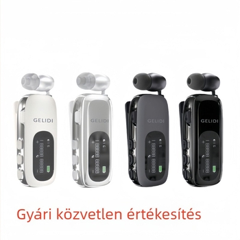 K75 klipszes Bluetooth headset autóhoz - kihúzható mikrofon, hosszú üzemidő (>8 óra), Bluetooth 5.4, többpontos kapcsolódás, digitális kijelző