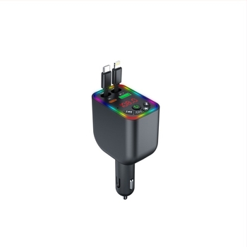 Autó Bluetooth MP3 lejátszó és töltő Y5, 4 az egyben kihúzható kábel, FM adó, USB töltés, bemeneti 9–26V