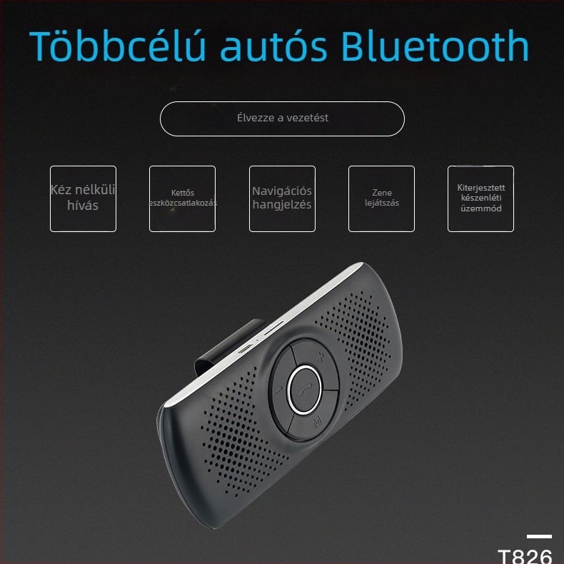Bluetooth autós kihangosító napellenzőre szerelve, 2,4 GHz, 12V bemenet, 3W hangszóró
