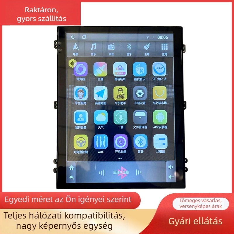 9,7 hüvelykes függőleges kijelzős autó navigációs fejegység, 4G, CarPlay és Android, nagy kijelző