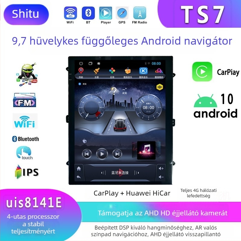 Android autó navigációs rendszer kerettel, mindent egyben: GPS navigáció, tolató kamera, DSP hangfeldolgozás, CarPlay kompatibilis