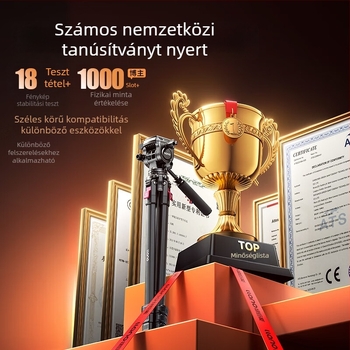 Light Wing V KT004 Kameratartó állvány, hidraulikus PTZ fejjel, 4 részes lábakkal, DSLR/MILC és okostelefon-kompatibilis