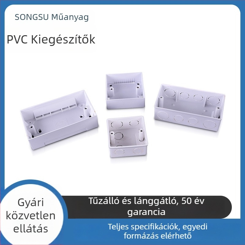 Megvastított PVC rejtett kapcsoló doboz háromrekeszes vezetékcsatornával, 50 mm mély alap, univerzális