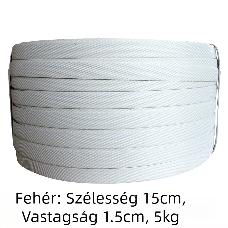 Kézi PP csomagoló szalag, 1,5 mm vastagság, kompatibilis PP csatokkal, húzószilárdság 60 kg, tekercs súlya 5 kg, testreszabható