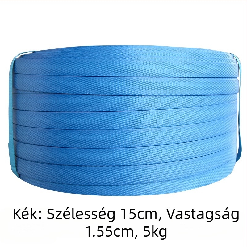 Kézi PP csomagoló szalag, 1,5 mm vastagság, kompatibilis PP csatokkal, húzószilárdság 60 kg, tekercs súlya 5 kg, testreszabható