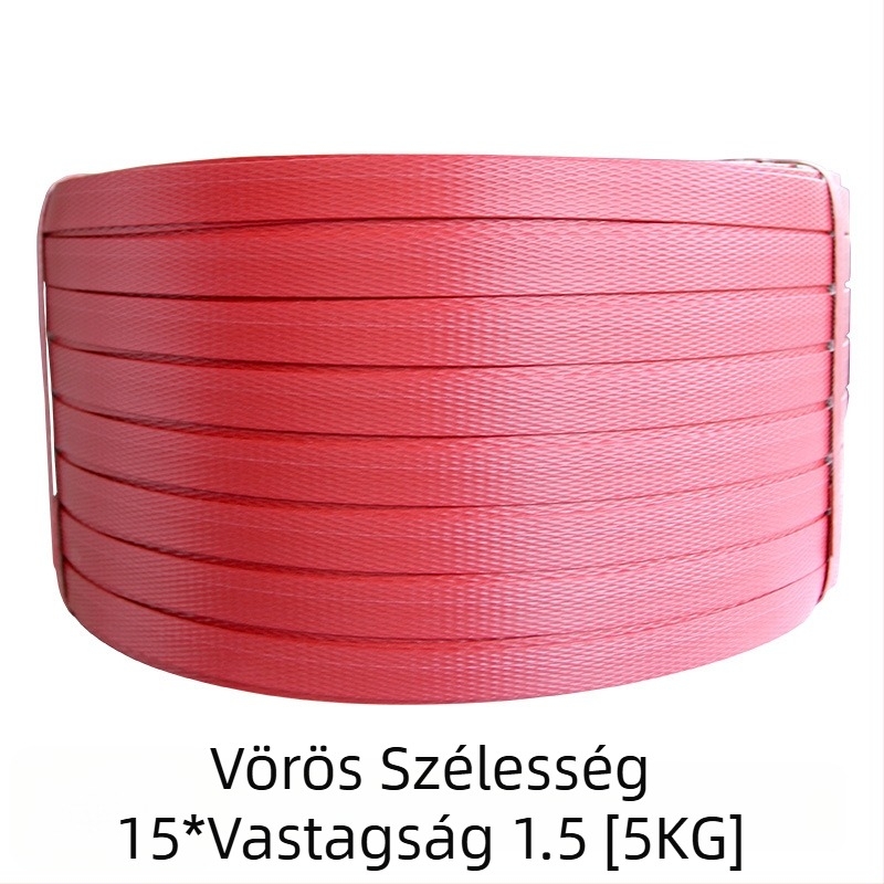 Kézi PP csomagoló szalag, 1,5 mm vastagság, kompatibilis PP csatokkal, húzószilárdság 60 kg, tekercs súlya 5 kg, testreszabható