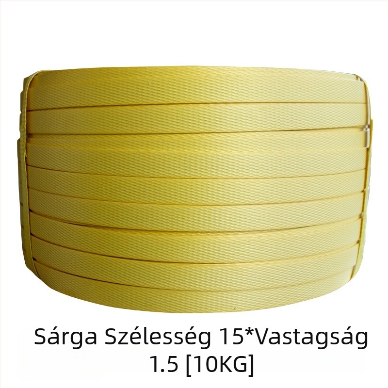 Kézi PP csomagoló szalag, 1,5 mm vastagság, kompatibilis PP csatokkal, húzószilárdság 60 kg, tekercs súlya 5 kg, testreszabható