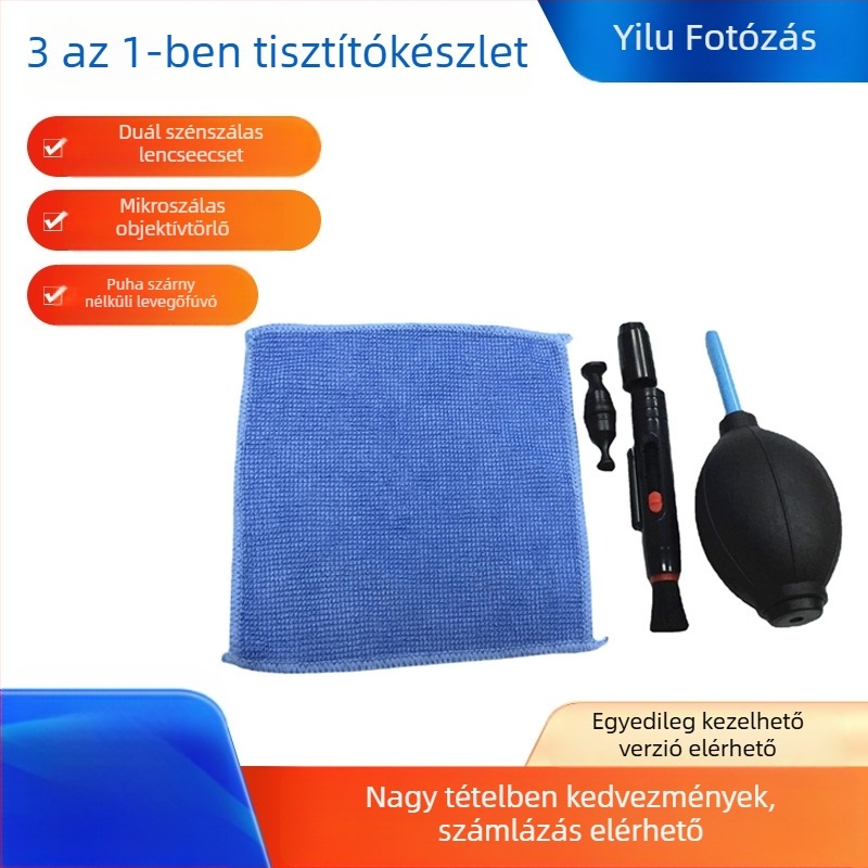 Yilufa DSLR tisztító készlet objektív tisztító tollal, légfúvóval és lencse kendővel
