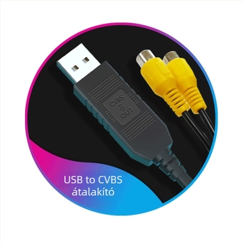 Universális Android USB-CVBS autós videó átalakító, TH99USB, SEMAITU, 12V tápegység