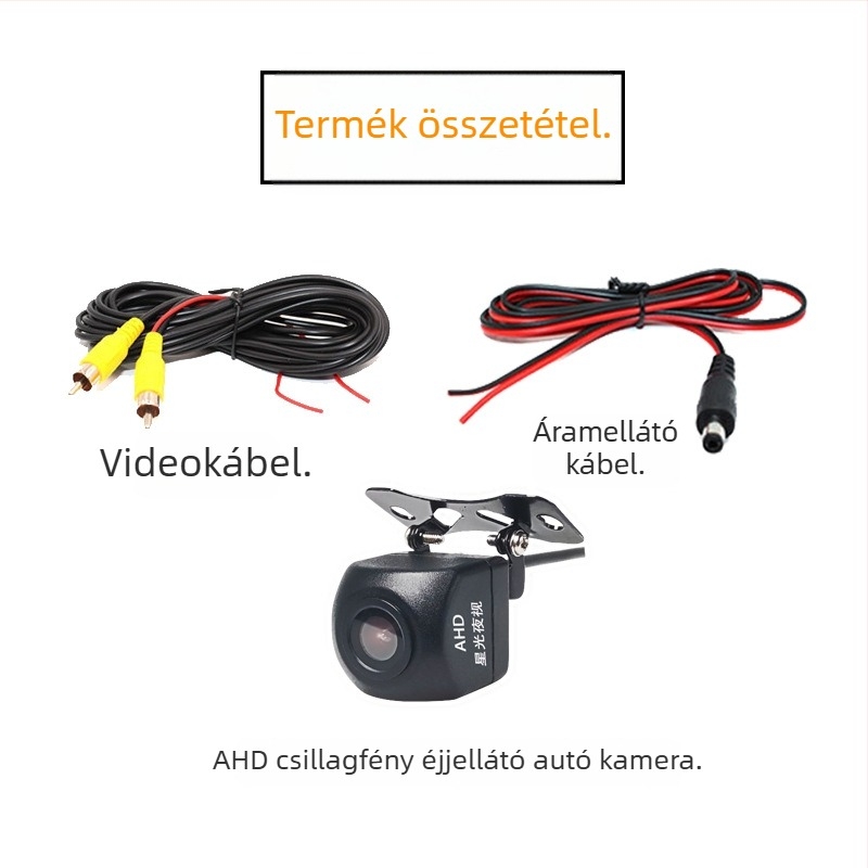 AHD autókamera Starlight éjjellátással, 360° panorámás széles látószög, vízálló hátsó kamera, 480x1080p, 12V