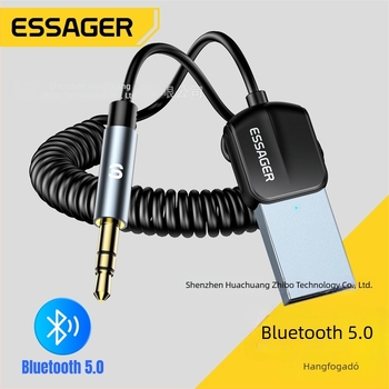 Bluetooth 5.0 autóhifi adó-vevő 3.5 mm-es csatlakozóval – Plug and Play, 24 Mbps, 10 m hatótávolság
