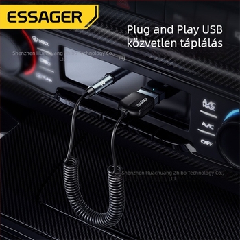 Bluetooth 5.0 autóhifi adó-vevő 3.5 mm-es csatlakozóval – Plug and Play, 24 Mbps, 10 m hatótávolság