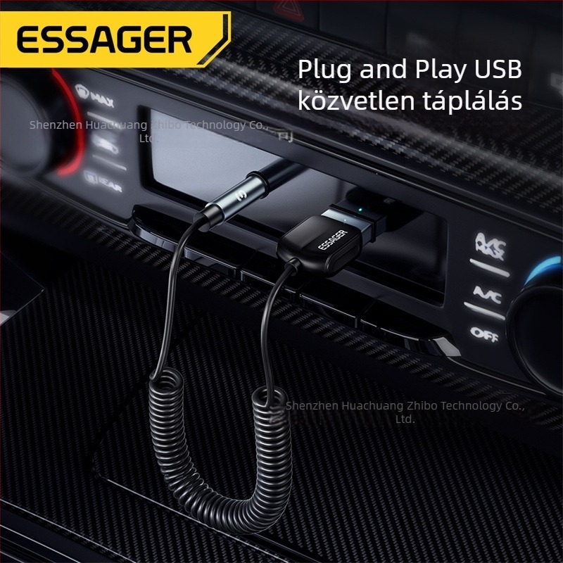 Bluetooth 5.0 autóhifi adó-vevő 3.5 mm-es csatlakozóval – Plug and Play, 24 Mbps, 10 m hatótávolság