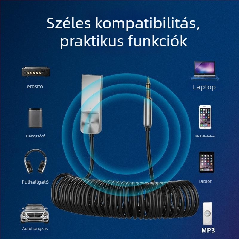B27 Autós Bluetooth Audió Vevő, 3,5 mm Audió Adó, Bluetooth 5.0, AUX, Plug-and-Play