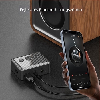Bluetooth 6.0 audió vevő és adó – 2-az-1-ben Bluetooth adapter USB meghajtó lejátszással, Type-C tápegység, AUX/RCA kimenetek, 10 m hatótávolság